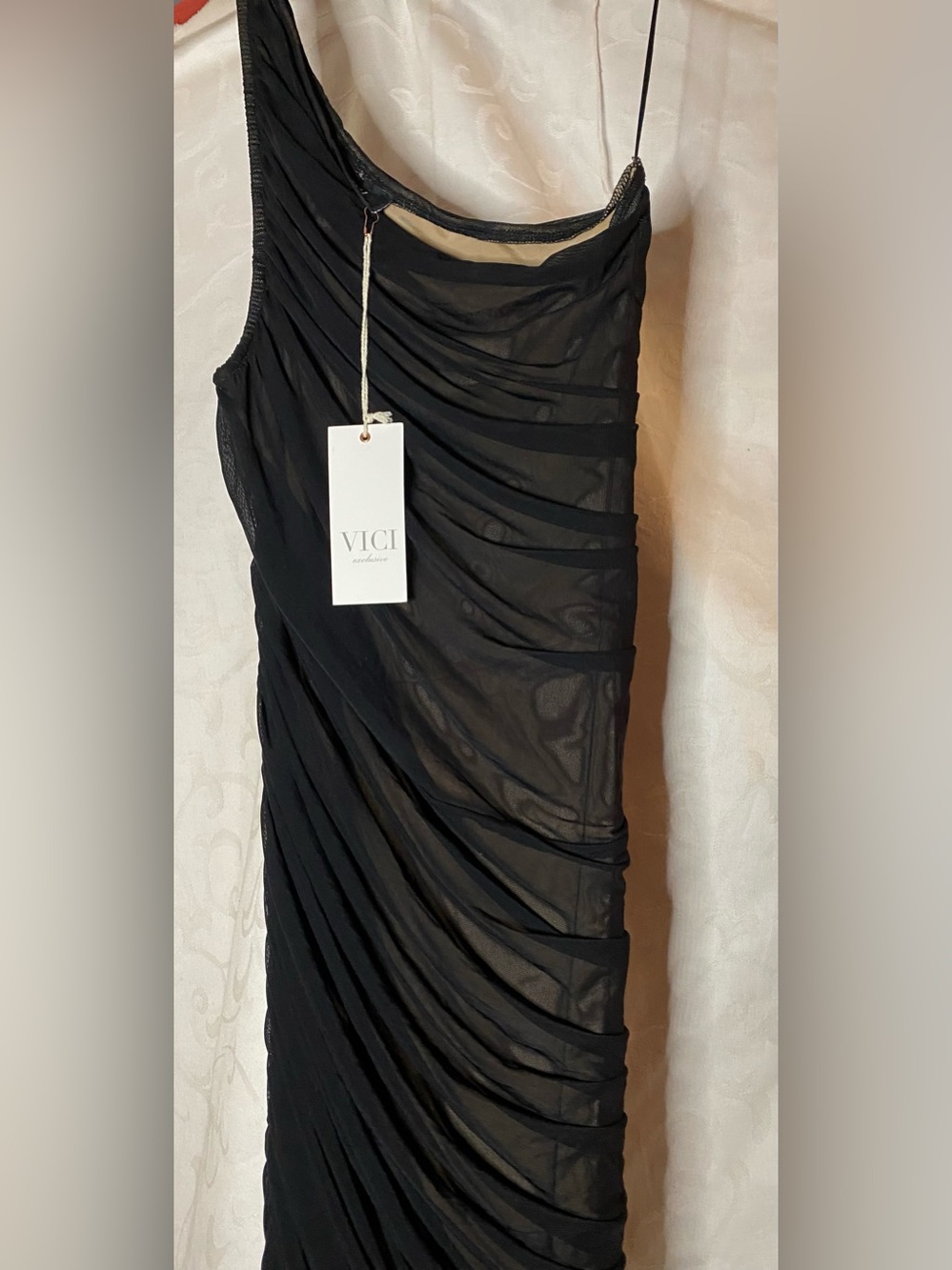 NWT Vici In My Arms Ruched Mesh Maxi Black Dress - Picture 7 of 16